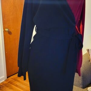 Elegant Black and Burgundy Wrap Dress